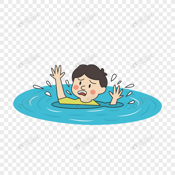 儿童水塘溺水概念插画图片