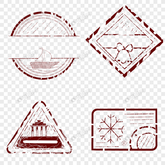 邮票复古邮戳印章棕色图片