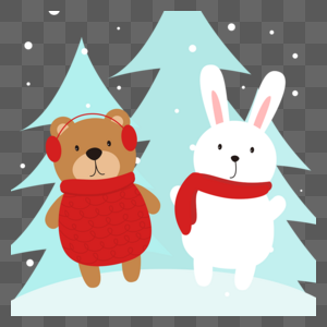 圣诞动物卡通风格圣诞节冬天高清图片