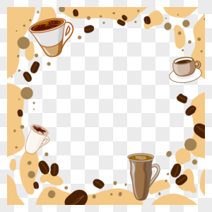 咖啡摩卡拿铁咖啡豆边框图片