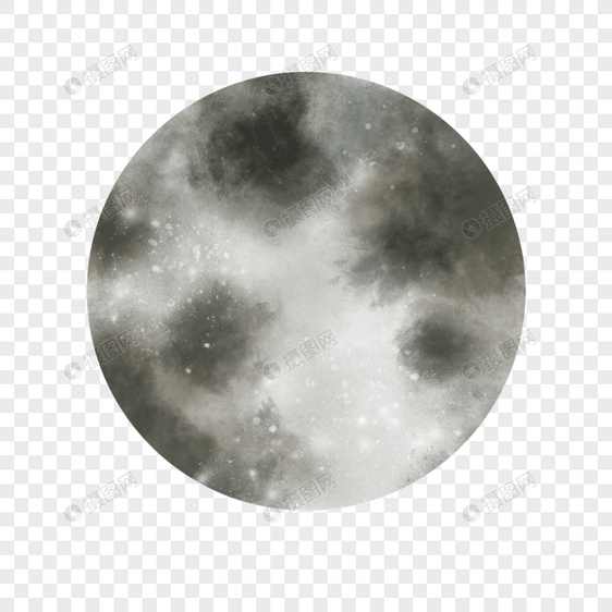 月亮大的圆的水彩风格图片