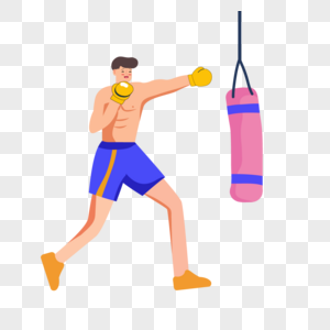 拳击运动粉色沙袋人物插画图片