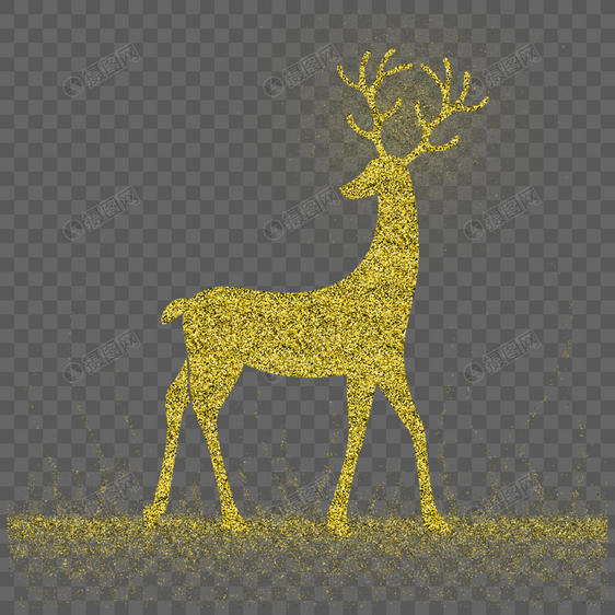 圣诞节金粉粒子与金色驯鹿图片