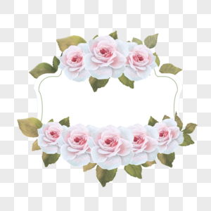 白玫瑰水彩婚礼l花卉边框图片