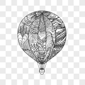 热气球禅绕画抽象创意线条图片