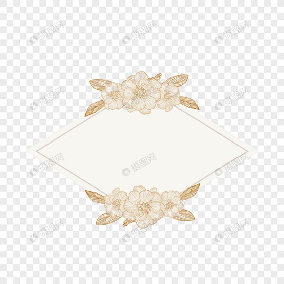 金色菱形线稿花卉边框图片