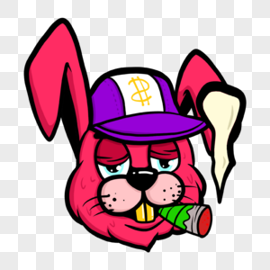 兔子波普嘻风格紫色帽子图片