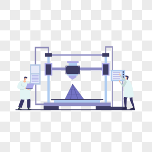 3d科技打印机工作人员插画图片