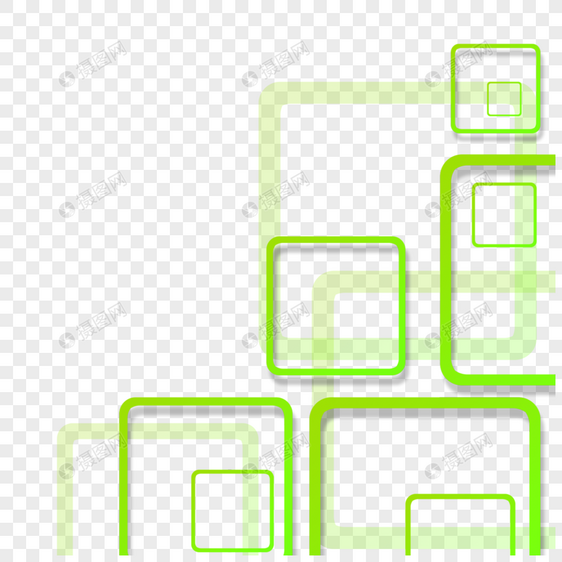 商务科技绿色方块抽象边框图片