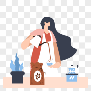 咖啡师咖啡制作女咖啡师插画图片