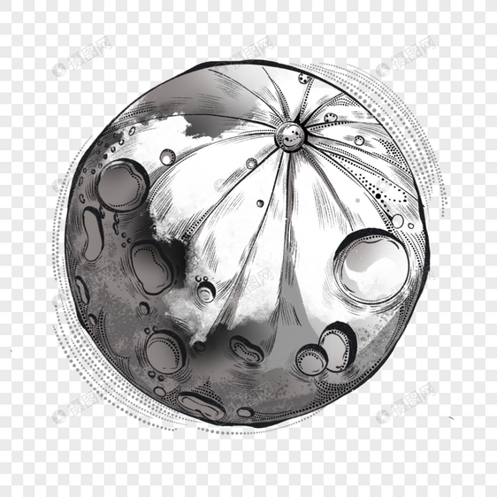 月亮素描黑白风格图片