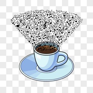 咖啡杯插画风格浅蓝色图片