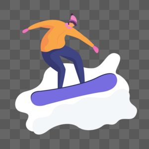 单板滑雪的人扁平风格插画图片