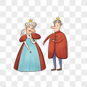 国王和王后卡通彩色图片