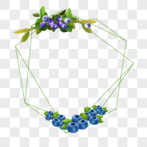 水彩水果蓝莓绿色形状边框图片