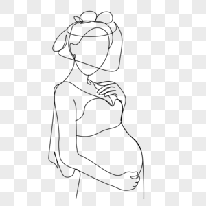艺术线条画侧身孕妇图片