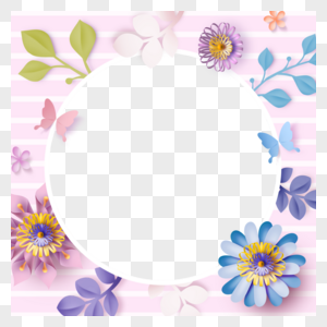 剪纸花卉facebook头像边框植物图片