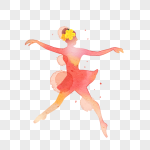 芭蕾舞女孩跳舞水彩画图片