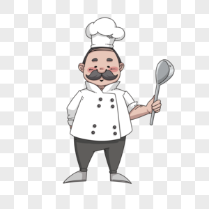 拿着勺子的卡通厨师图片