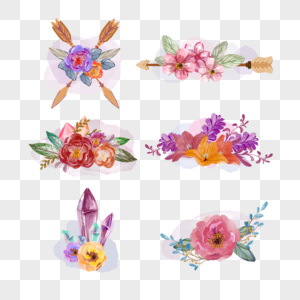 花卉宝石羽毛箭波西米亚装饰图片