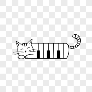钢琴键盘趴着的猫咪图片