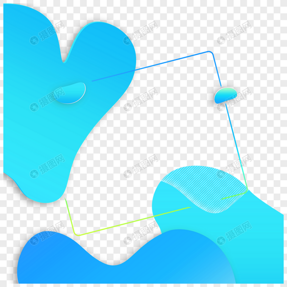 蓝色系抽象渐变流体拼接边框图片