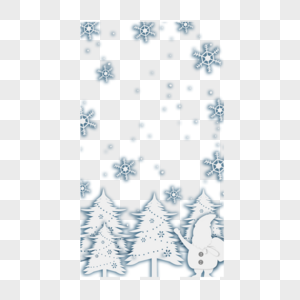 圣诞剪纸故事边框飘落的雪花图片