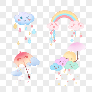 水彩风格的婴儿卡通可爱雨天图片
