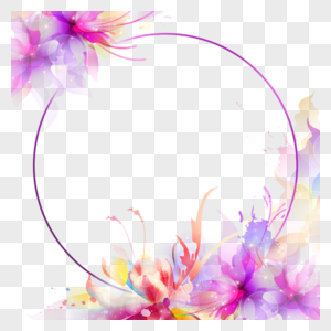 紫色圆环花瓣花卉光效抽象边框图片