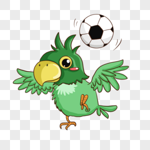 足球运动卡通绿鹦鹉形象高清图片