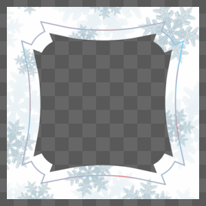 蓝白色几何圣诞冬季雪花边框图片