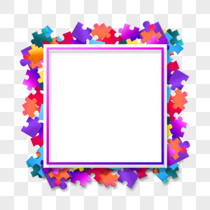 可爱方形拼图彩虹边框图片