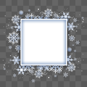 可爱方形冬天雪花边框图片