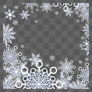 抽象圆环卡通冬天雪花边框图片