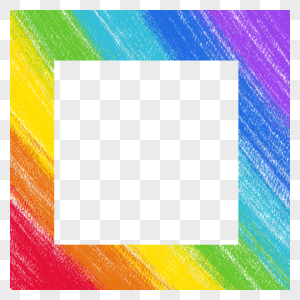水彩风格方格形状蜡笔彩虹边框图片