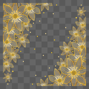 金色线条花朵边框图片