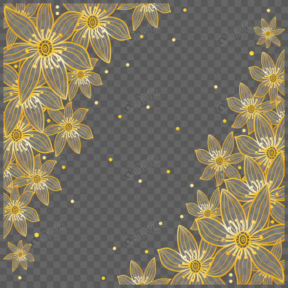 金色线条花朵边框图片