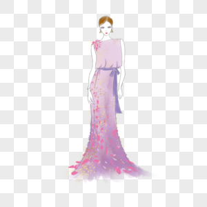 紫色长裙婚礼服高清图片