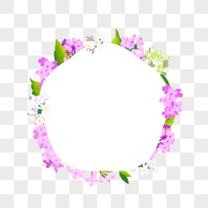 水彩丁香花卉婚礼五边形边框图片