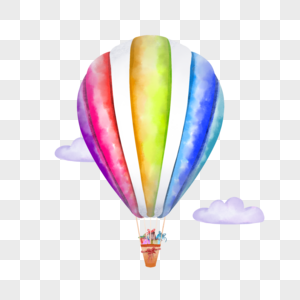 七色彩虹空中热气球高清图片