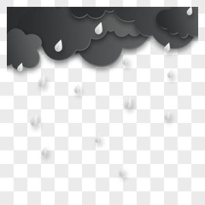 黑色乌云雨滴剪纸云朵边框图片