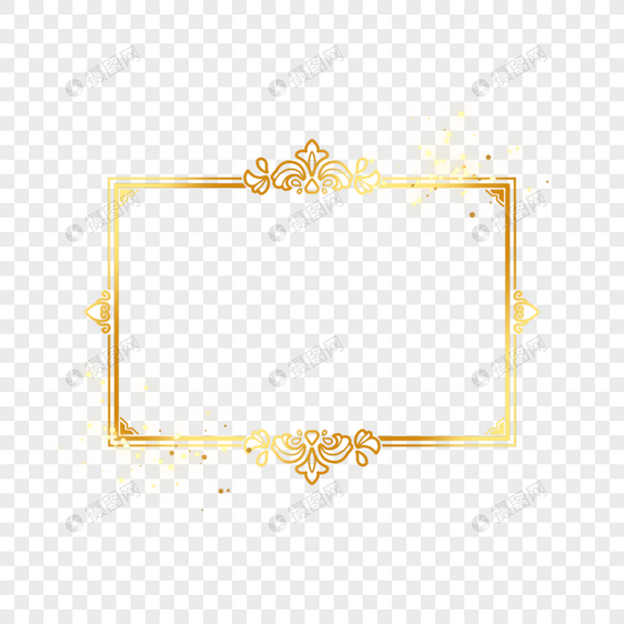 金色质感花卉长方形边框图片