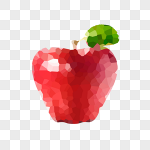 低聚合水果红苹果彩色马赛克效果图片