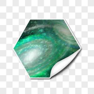 宇宙星空绿色六边形贴纸图片