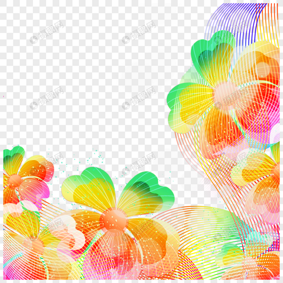 彩色渐变花卉抽象边框图片