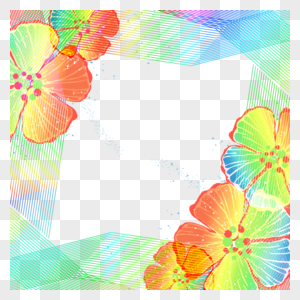 彩色花卉抽象线条边框图片