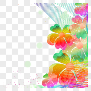 彩色花卉植物抽象边框图片