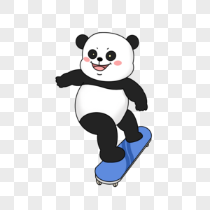 熊猫拟人玩滑板形象高清图片