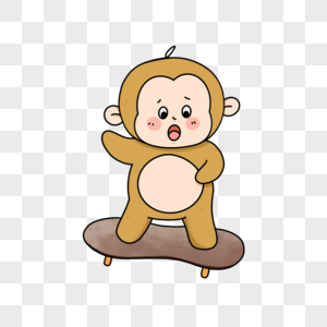 可爱的小猴子卡通玩滑板图片