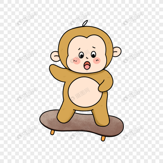 可爱的小猴子卡通玩滑板图片